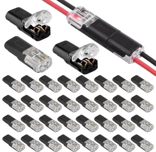 LOMUG 50 Stück Kabelverbinder Wasserdicht, KFZ Stecker 2 Polig, Kabel Steckverbinder 12v, Klein Lüsterklemmen Steckbar Wasserdichte für Auto LKW Kayak Boote LED-Beleuchtung