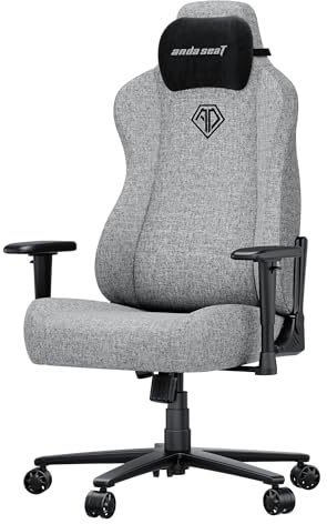 Anda Seat Novis Max Gaming Chair for Adults - Extra Large Reclining Video Game Chairs, Linen Fabric Ergonomic Gaming Chair, Heavy Duty Back Lumbar Support - Grey Fabric Computer Chairs for Home & Work