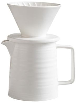 Kaffeekanne 1-2 Tassen Keramik-Kaffeetropfer for Übergießen der Kaffeemaschine, Set for Kaffeefilter, Handbrauen, Espressokanne, Kaffeegeschirr, Teegeschirr Kaffeemaschine(White)