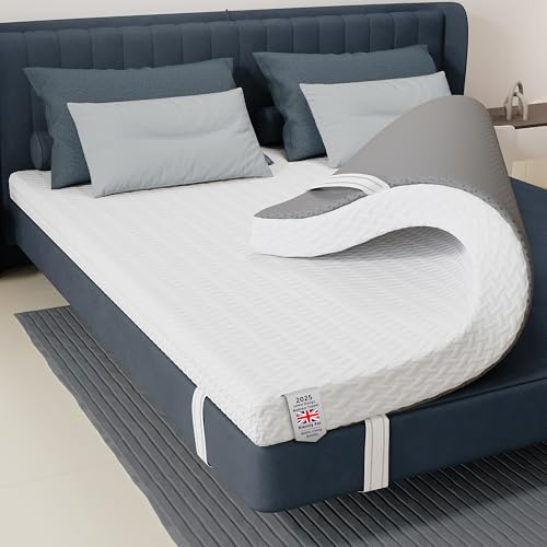 Topper Viscoelástico, Colchón de Espuma viscoelástica, 7 cm de Espesor colchón Topper Espuma con Cubierta con Cremallera Lavable, colchón Topper para Alivio del Dolor de Espalda (120X190CM)