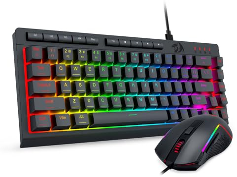 Redragon 60% Wired Gaming Keyboard and Mouse Combo, RGB Backlit, Black | Mini Macro Membrane Keyboard with Anti-Ghosting & Multimedia Keys + 8000 DPI Programmable Optical Mice for PC Laptop