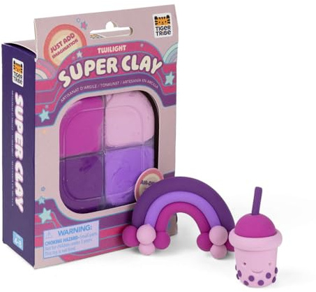 Tiger Tribe Super Clay Twilight | Purple Coloured Air Dry Modelling Kit for Kids | Craft Set & Tools for 4+ Year Old Children | Art Gifts for Boys & Girls | Creative Activities for Imaginative Play