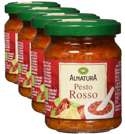 Alnatura Bio Pesto Glas, Rosso, 125g (Packung mit 4)