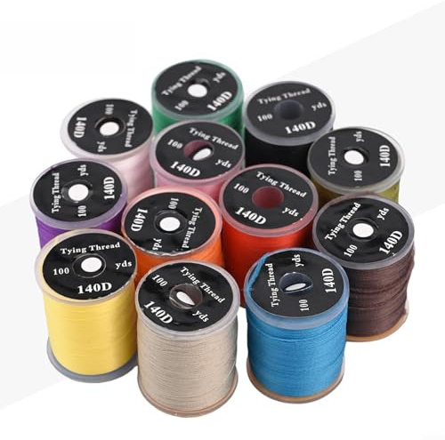 Kit completo per la costruzione di mosche 140D per ninfe e mosche, filo elastico in nylon per una facile pesca a mosca, design a bobina standard (12 pezzi)