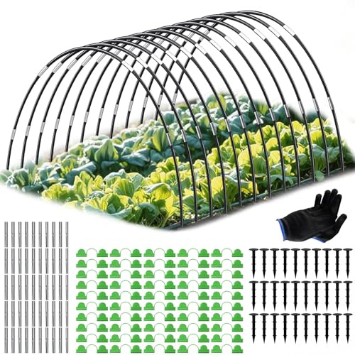 TZEKING 60 PCS Pflanztunnel Bögen,Bögen für Hochbeet,Folientunnel für Hochbeet,Tunnelbogen Gewächshaus Bogen 6 * 380mm mit Kunststoff umwickelt,Gewächshaus Reifen Für Pflanzenabdeckung