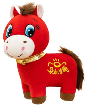 Nouvel An Chinois 2026 Peluche Cheval Triste, Jouet en Peluche Doux pour Enfants, Idéal comme Cadeau et Décoration pour la Fête du Printemps