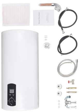 SICHENSH 80L Elektro Warmwasserspeicher, 2KW Vertikal Durchlauferhitzer, IPX4 Warmwasserboiler 80 Liter, Wandhängender Boiler für Küchen Toiletten Wohnwagen, 25–75 °C/77–167 °F Temperaturregelbereich
