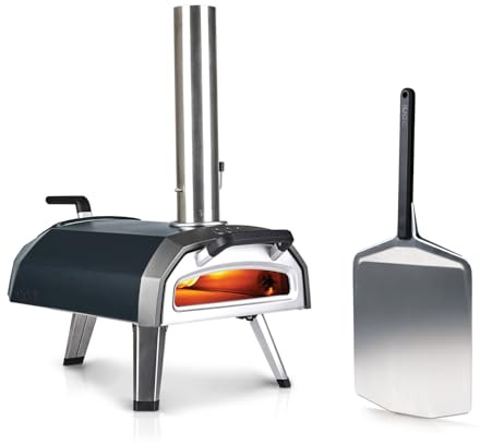 Ooni Karu 2 Pizzaofen Set inkl. 12 Zoll Pizzaschaufel – Tragbarer Multi-Brennstoff Outdoor Gas & Holz Pizza Ofen für Garten & Camping – Karu 2 Bundle mit Pizzaheber