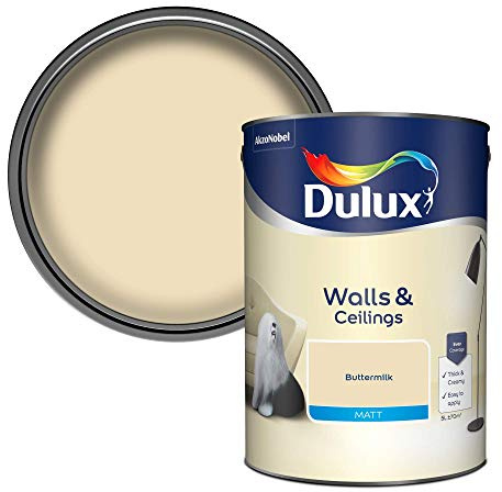 Dulux Matt Emulsion Paint For Walls And Ceilings - Buttermilk 5L