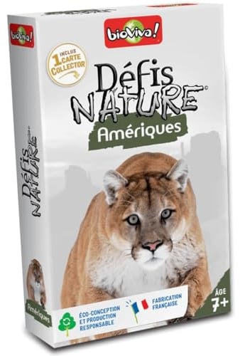 Bioviva - Défis Nature - Amériques - Jeu de Cartes Enfants 7+ | Bataille Thème Animaux - Dès 7 ans - 2 à 6 joueurs - Fabriqué en France