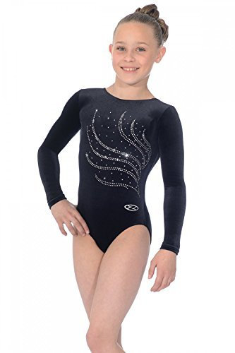 The Zone Tiara Crystal Motif Long Sleeved Gymnastics Leotard 26 Black