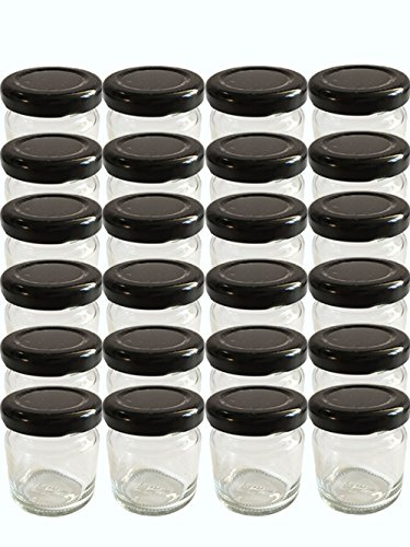 hocz 20er Set Sturzgläser Mini Gläser 53 ml Deckelfarbe Schwarz To 43 Rundgläser Honig Kaviar Marmeladengläser Obstgläser Einweckgläser Honig Gläser Einmachgläser Portionsgläser Probiergläser Imker