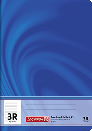 BRUNNEN Schulheft Premium Vivendi | A5, Lineatur 3R, 16 Blatt, blau