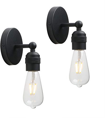 Yosoan 2 Stücke Wandbeleuchtung Wandleuchte Vintage Industrie Loft-Wandlampe Wandleuchte für Küche/Esszimmer/Schlafzimmer/Café/Bar/Club Innenleuchte (Schwarz Farbe)