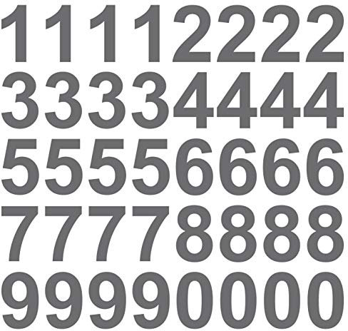 kleb-Drauf | 40 Zahlen, Höhe je 10 cm | Silber - matt | Wandtattoo Wandaufkleber Wandsticker Aufkleber Sticker | Wohnzimmer Schlafzimmer Kinderzimmer Küche Bad | Deko Wände Glas Fenster Tür Fliese