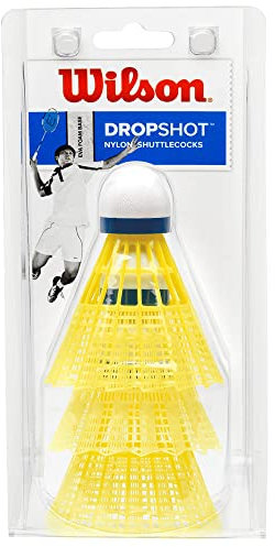WILSON Badminton-Ball, Dropshot Shuttlecocks,Gelb, Kunststoff/Naturkork, WRT6048YE, 3 Stück