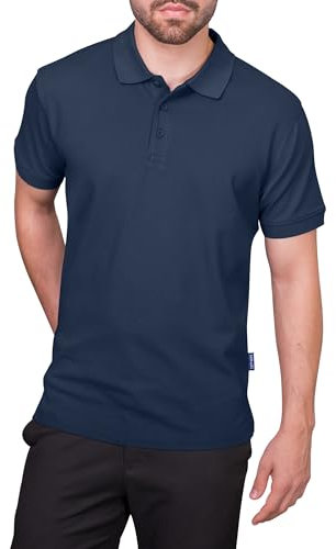 HRM Premium Polo Shirt aus 100% Baumwolle, Navy, Gr. 4XL - Basic Polohemd bis 60°C waschbar - Hochwertige & nachhaltige Herren-Bekleidung - Workwear