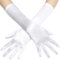 Coucoland Damen Satin Classic Opera Fest Party Audrey Hepburn Handschuhe - 1920s Lang Kurz Elastisch (Weiß/38cm)
