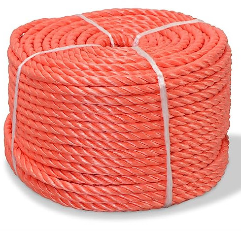 vidaXL Corde Torsadée Polypropylène 8 mm 500 m Orange Jardin Cordage Cordon
