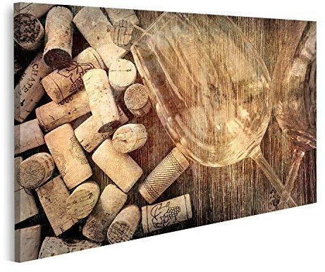 islandburner Tableau sur Toile Détail des Verres à vin et des Bouchons filtrés dans Un Style Ancien Vintage Cadre Affiche Poster Murale Tableaux