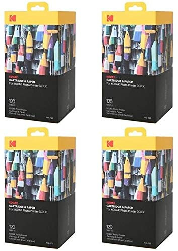 KODAK Pack Bundle 4 x PHC120 – Cartouche et papiers 480 photos format 10 x 15 cm (Compatible imprimante KODAK PD450, PD480, PD450WIFI et PD460)