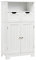 COSTWAY Meuble de Salle de Bain, Commode Blanc de Toilette avec 2 Tiroirs et 2 Portes, Meuble sur Pied Polyvalent pour Entrée, Salon, 60 x 30 x 109 cm (Blanc)