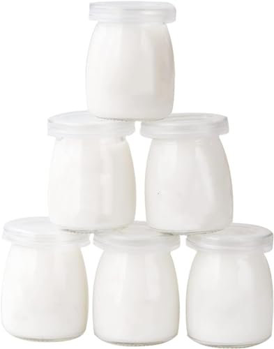 LATRAT 6 vasos de yogur con tapa, para nata, postre, pudin (capacidad 150 ml)