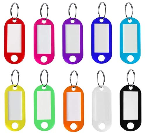 10 Pièces Étiquettes avec Porte Clé, Porte Clés Couleur, Plastique Étiquettes D'identification Avec Porte-clé Fendu, Pour Identificateur de Clé de Porte, Valise, Hôtel, Animal de Compagnie, Attendre