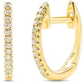 EDELIND Ohrringe Mädchen Damen 750 Gelbgold 10.3 mm mit 26 Diamanten 0.07 Ct Creolen Gold Klein Diamant Ohrringe 18K Echtgold Ohrringe Creolen mit Schmuck Geschenkbox
