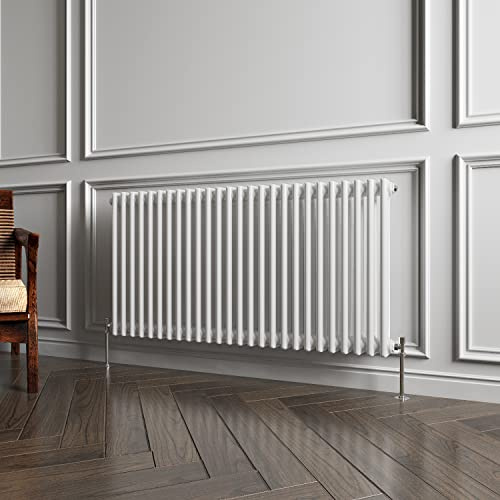 2 Column Radiator White Traditional Style 600x1190mm Horizontal Vintage Radiator，Design for Bedroom, Dining Room, Living Room