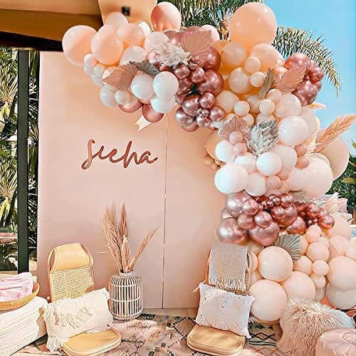 Luftballon Girlande Beige, Aprikose Rose Gold Ballons Hochzeitsdeko, Ballon Girlande Boho Beige, Nude Weiß Aprikosen Luftballons für Hochzeit Deko, Geburtstagsdeko, Baby Shower, Verlobung, Babyparty