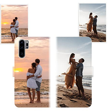 Sunrive Personalisierte hülle kompatibel mit Huawei P30 Pro Handyhülle Benutzerdefiniert,Schutzhülle Lederhülle handykette universal Etui mit Eigenem Foto Bild Text Individuelle