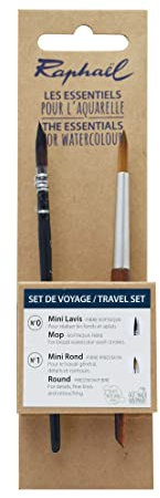 2 pinceaux Aquarelle Raphaël Les Essentiels Set de Voyage Mini lavis et Mini Rond