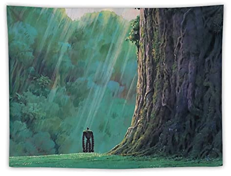 XUYANG Studio Ghibli Anime Castle in the Sky Poster Kunstdruck Polyester Gemälde Wandteppich Schlafzimmer Wohnkultur Geschenk Zimmer Ästhetisch 76,2 x 101,6 cm