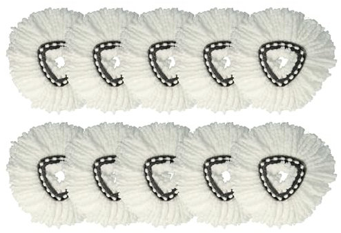 vhbw 10x Testina pulente Compatibile con Vileda EasyWring & Clean, EasyWring & Clean Turbo mocio, lavapavimenti - Microfibra, Bianco