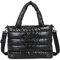 Flauschige Handtasche Damen Umhängetasche, Baumwolle Nylon Große Tote Bag, Stepptasche Shopper Gesteppte Tasche Damen, Einfarbig Crossbody Bag Damen breiter gurt für Arbeit Reisen Schule