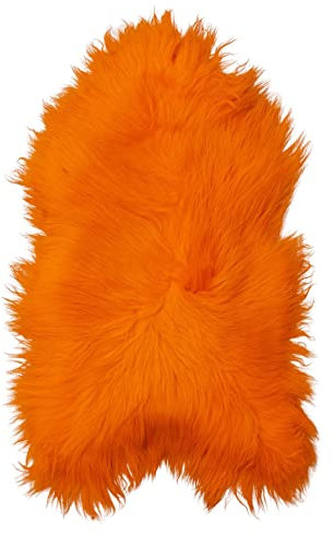 Tannery Sheepskin Orange gefärbtes echtes Schafsfell Lammfell Schafsfell Teppich Pelz weiche Wolle, schaffell Hygge (ca. 110/60cm)