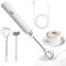 milchaufschäumer elektrisch stab, USB wiederaufladbar ​milchschäumer elektrisch, elektrischer schneebesen 3 einstellbare geschwindigkeiten edelstahl für kaffee cappuccino latte (Silberweiß)