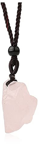 Unregelmäßiger Naturstein-Halskettenanhänger Rosa Quarz Fluorit Rosenkristalle Anhänger for Damen Herren Schmuck (Color : Rose Quartz)