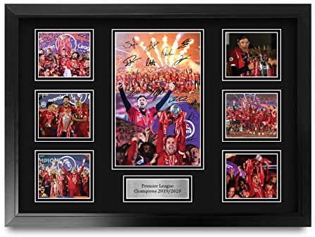 HWC Trading FR A2 Liverpool Premier League Champions 2019/2020 Liverpool Gedruckte Memorabilien Signiertes Autogramm Fotodisplay für Fußball Anhänger und Fans - A2 Gerahmt