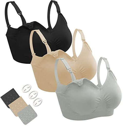 Dresime Still BH, 3 Pcs Nahtloser Schwangerschaft BH Ohne Bügel Mutterschaft BH mit zusätzlichen BH-Verlängerungen und Clips Stillen und Schlaf für Frauen