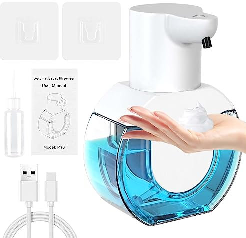 Seifenspender Automatisch,USB Wiederaufladbar Wandbefestigung 420ml Berührungslos Elektrischer Seifenspender mit Sensor,4 Ebenen Elektrischer Soap Dispenser Schaumseifenspender IPX5 Wasserdicht