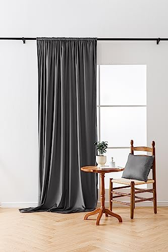 Verdunklungsvorhang Blickdicht Samt Velvet Grau Vorhänge Gardinen mit Kräuselband Schlafzimmer Wohnzimmer 140x250 cm