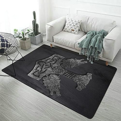 Repaly Koralle Fleece Innenteppich, Viking Thor Hammer Weiche rutschfeste Bodenmatte Moderne Heimdekoration (Color : Thor's Hammer G, Size : 100cmx150cm)