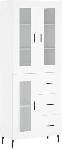vidaXL Highboard, Sideboard mit viel Stauraum, Kommode Schrank für Wohnzimmer, Anrichte Beistellschrank Metallbeine, Modern, Weiß Holzwerkstoff