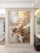Peinture sur feuille d'or moderne gris sur toile pour salon, art mural abstrait moderne prêt à accrocher 90 x 115 cm avec cadre noir