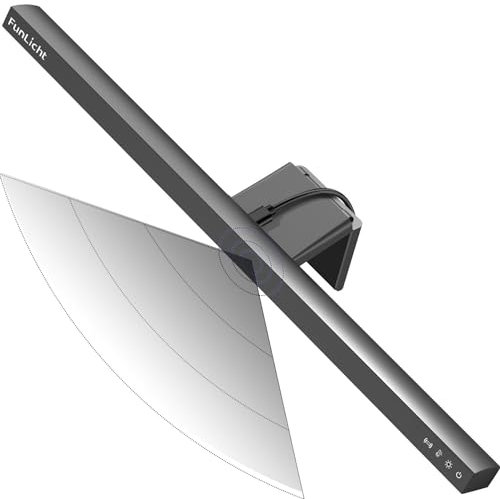 Funlicht Computer Monitor Light Bar, Screen Monitor Lamp for Eye Caring, Motion Sensing Desk Lamp with Stepless-Dimming, Touch Control, No Screen Glare Space Saving Desk/Office/Home/Game