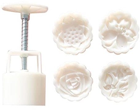 Plastic 75g Mooncake Mold Mid-Autumn Festival Hand-Pressure Moon Cake Moulds DIY Decoration Mooncakes Press Moulds Mooncake Mold 75g Stamp Round for Men Women Kid Children Plastic