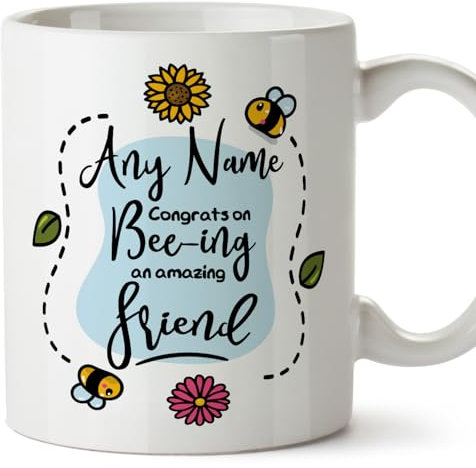 MUGFFINS Personalised Mug for Friend - in English - Thanks for Beeing - Funny Custom Gift - Ceramic 11oz Mug