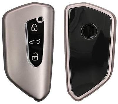 kwmobile Autoschlüssel Hülle kompatibel mit VW Golf 8 3-Tasten Autoschlüssel - Schlüsselhülle Silikon Cover - Schwarz matt Schwarz